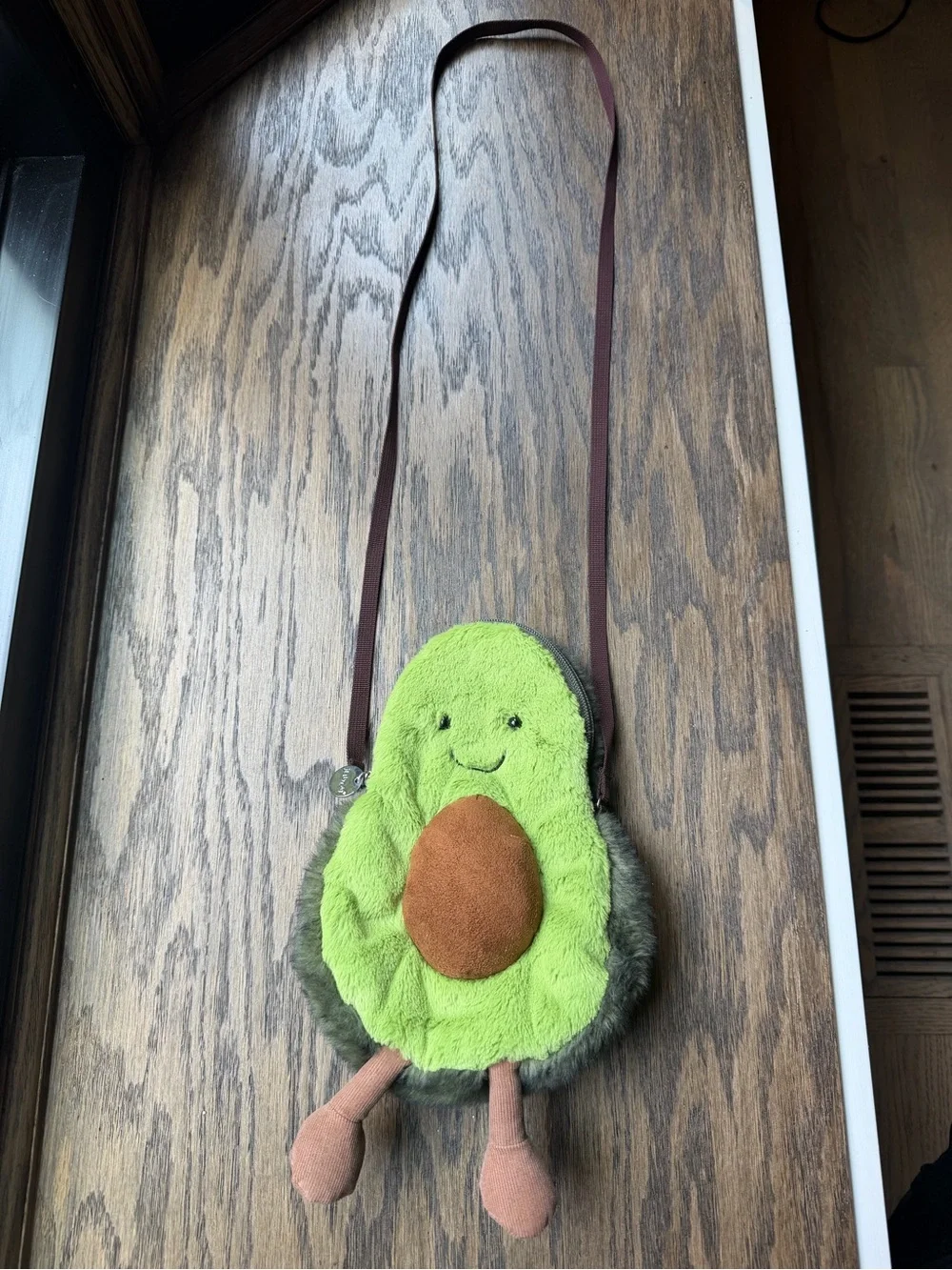 Jellycat Green Avocado Plush Crossbody Bag with Brown Details
